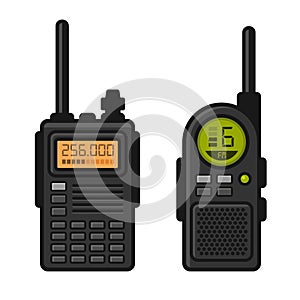 Radio Set Transceiver with Antenna Receiver. Vector