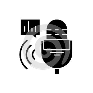 Radio show black icon, vector sign on isolated background. Radio show concept symbol, illustration