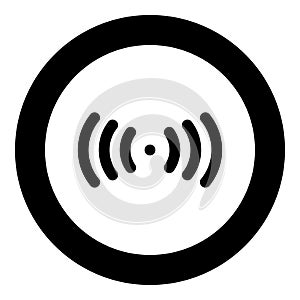 Radio signal the black color icon in circle or round