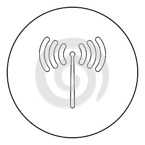 Radio signal icon black color in circle