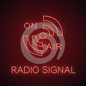 Radio signal neon light icon