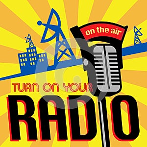 Radio station tower broadcast poster photo