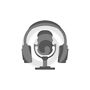 Radio symbol icon microphone and headphones, vector