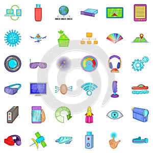 Radio technology icons set, cartoon style