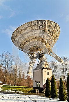 Radio telescope in astronomical observatory