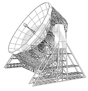 Radio Telescope concept outline. Vector