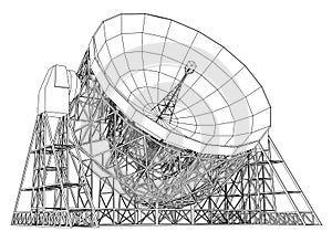 Radio Telescope concept outline. Vector