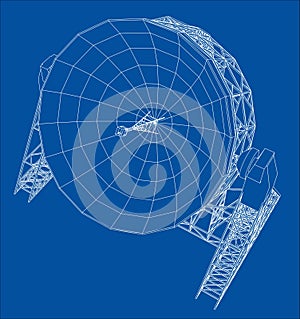 Radio Telescope concept outline. Vector