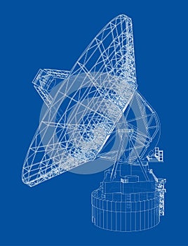 Radio Telescope concept outline. Vector