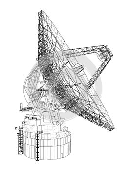 Radio Telescope concept outline. Vector