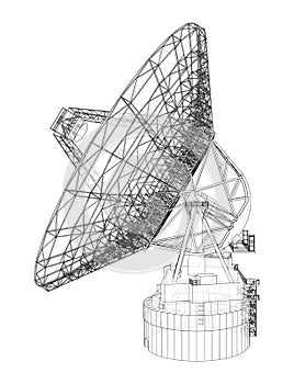 Radio Telescope concept outline. Vector