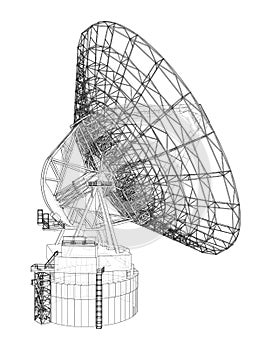 Radio Telescope concept outline. Vector