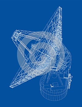 Radio Telescope concept outline. Vector