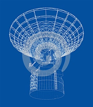 Radio Telescope concept outline. Vector