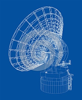 Radio Telescope concept outline. Vector