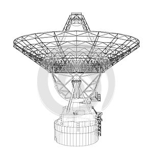 Radio Telescope concept outline. Vector