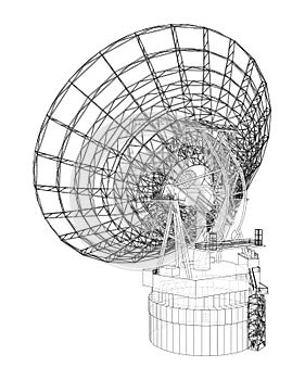 Radio Telescope concept outline. Vector