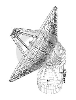 Radio Telescope concept outline. Vector