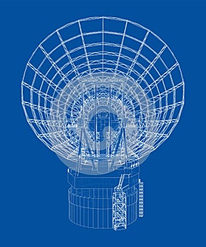 Radio Telescope concept outline. Vector