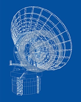 Radio Telescope concept outline. Vector