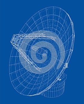 Radio Telescope concept outline. Vector