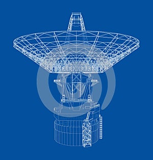 Radio Telescope concept outline. Vector