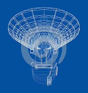 Radio Telescope concept outline. Vector