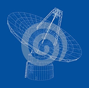 Radio Telescope concept outline. Vector