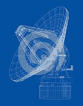 Radio Telescope concept outline. Vector