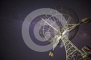 Radio telescope at the night sky