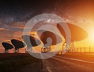 Radio Telescope view at night