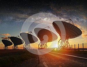 Radio Telescope view at night