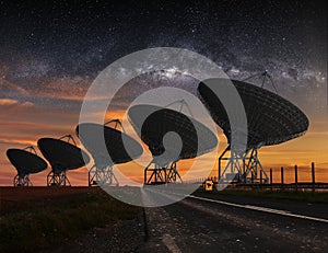 Radio Telescope view at night