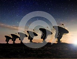Radio Telescope view at night