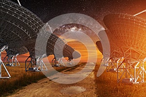 Radio Telescope view at night
