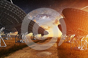 Radio Telescope view at night