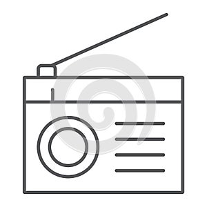 Radio thin line icon, fm and sound, communication