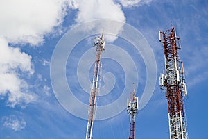 Radio tower in blue sky