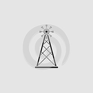 Radio tower broadcast antenna icon flat