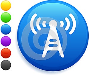 Radio tower icon on round internet button