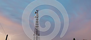 Radio tower in Queensland during a lightning storm.