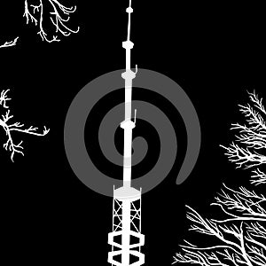 Radio Tower Silhouette Black an White