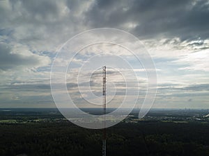 Radio tower Ulbroka Latvia Aerial drone top view 4K UHD video