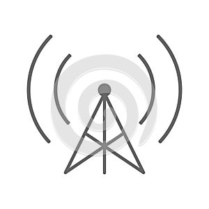 Radio transmission tower icon on white background