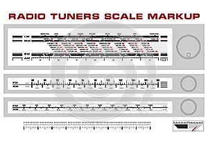 Radio tuner scale dashboard markup vector