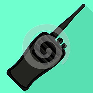 Radio walkie talkie icon, flat style