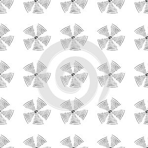 Radio wave hand drawn pattern on white background . Vector illustration.