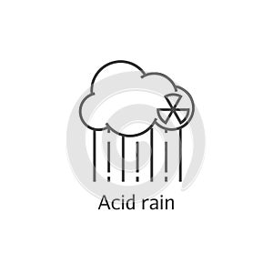 Radioactive cloud and acid rain thin line icon. Dangerous anti-ecological poisonous sediments concept.