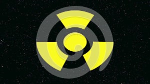 Radioactive danger symbol with a star background pumping