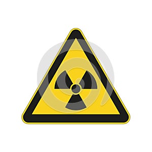 Radioactive hazard sign. Nuclear non-ionizing radiation symbol. Illustration of yellow triangle warning sign with trefoil icon